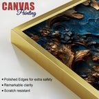 Mythical Blue Phoenix with Golden Wings 3D Canvas Wall Painting