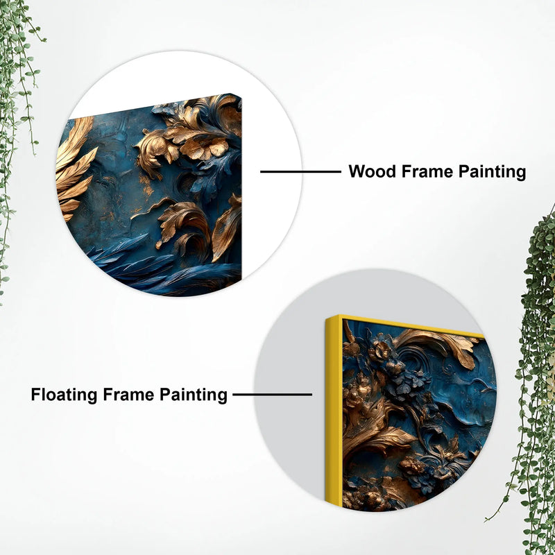 Mythical Blue Phoenix with Golden Wings 3D Canvas Wall Painting