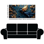 Mythical Blue Phoenix with Golden Wings 3D Canvas Wall Painting