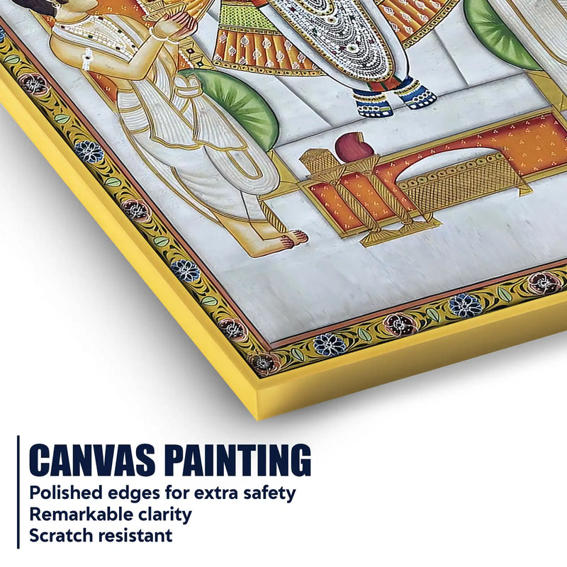 Nathdwara Pichwai Shrinath Ji Krishna Temple Scene Canvas Wall Painting