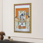 Nathdwara Pichwai Shrinath Ji Krishna Temple Scene Canvas Wall Painting