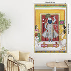 Nathdwara Shrinath Ji Krishna with Devotees and Cow Pichwai Canvas Wall Painting