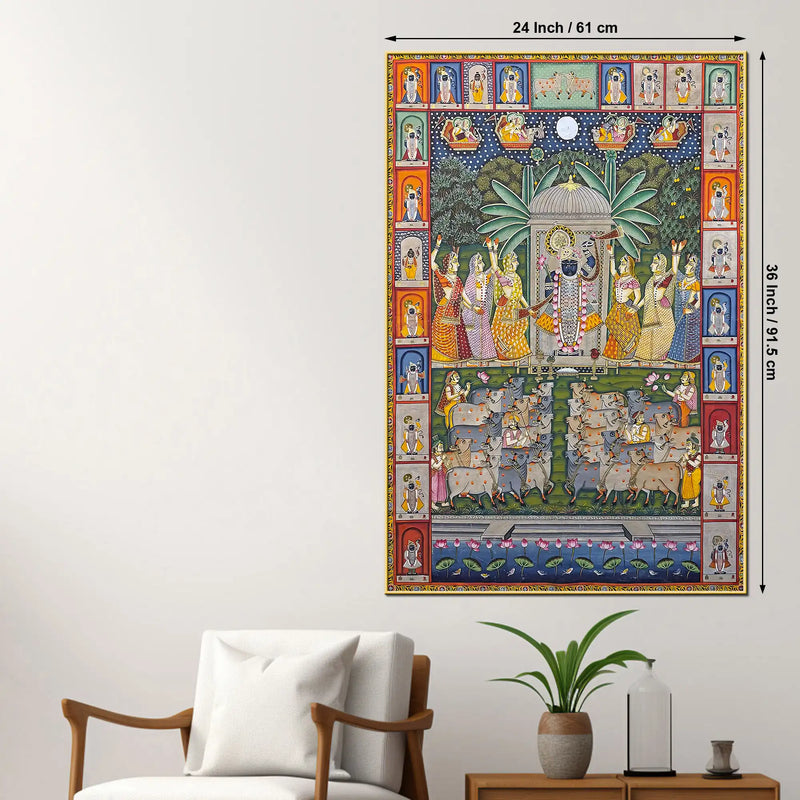 Nathdwara Shrinathji Krishna Devotional Canvas Wall Painting