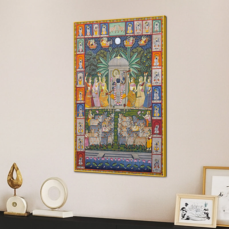 Nathdwara Shrinathji Krishna Devotional Canvas Wall Painting