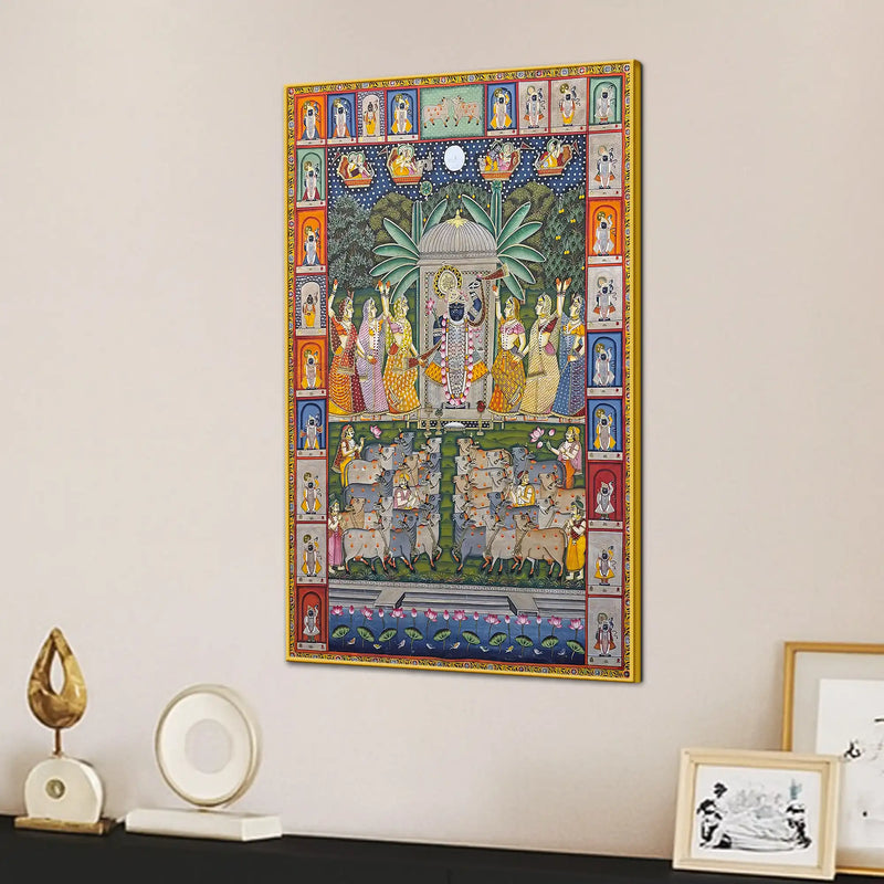 Nathdwara Shrinathji Krishna Devotional Canvas Wall Painting