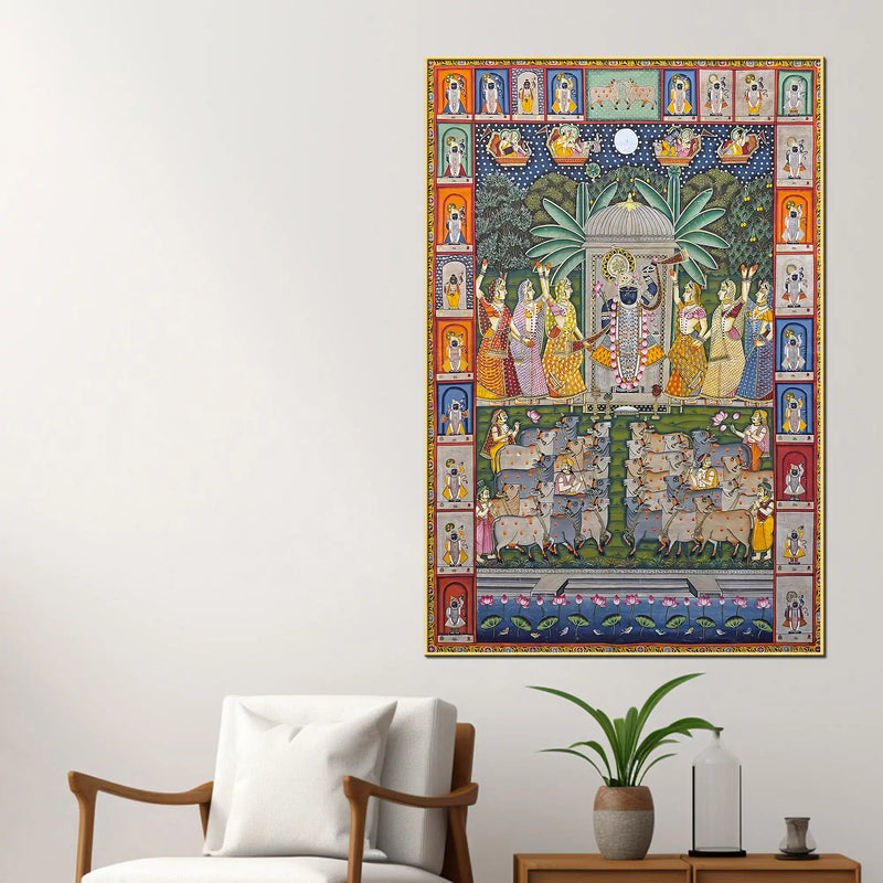 Nathdwara Shrinathji Krishna Devotional Canvas Wall Painting