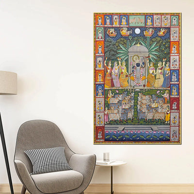 Nathdwara Shrinathji Krishna Devotional Canvas Wall Painting
