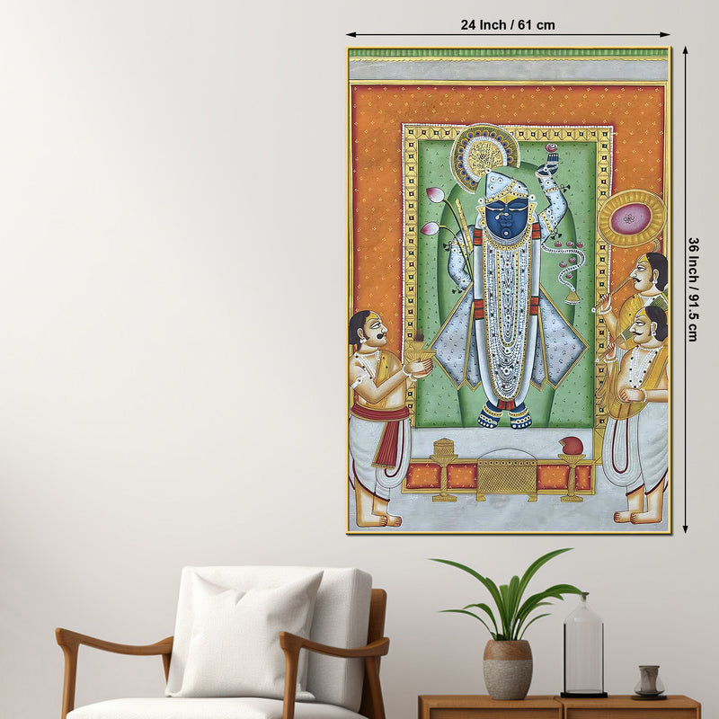 Nathdwara Shrinathji Krishna Devotional Canvas Wall Painting