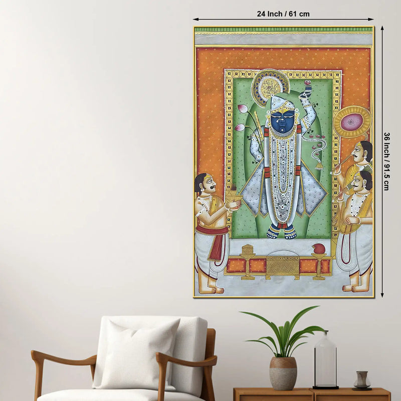 Nathdwara Shrinathji Krishna Devotional Canvas Wall Painting