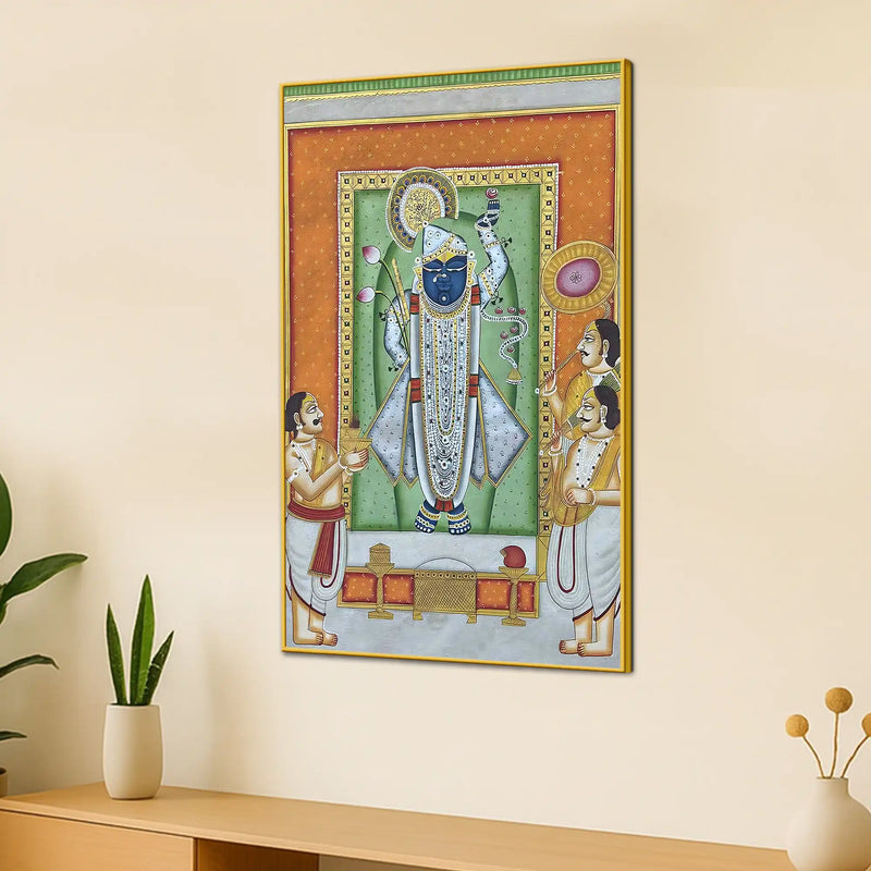 Nathdwara Shrinathji Krishna Devotional Canvas Wall Painting