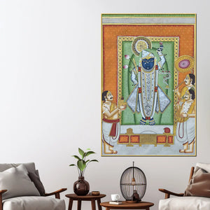 Nathdwara Shrinathji Krishna Devotional Canvas Wall Painting
