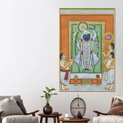 Nathdwara Shrinathji Krishna Devotional Canvas Wall Painting