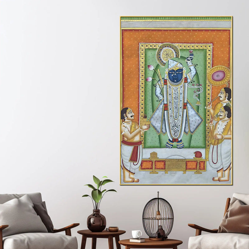 Nathdwara Shrinathji Krishna Devotional Canvas Wall Painting