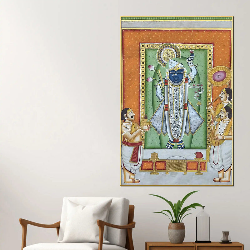 Nathdwara Shrinathji Krishna Devotional Canvas Wall Painting