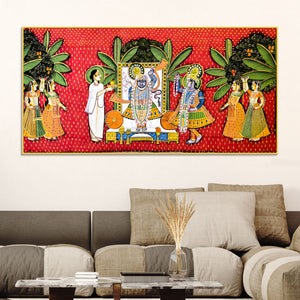 Nathdwara Shrinathji Pichwai Style Canvas Painting | Traditional Decor