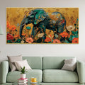 Nature Inspired Abstract Floral Elephant Canvas Wall Painting