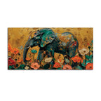 Nature Inspired Abstract Floral Elephant Canvas Wall Painting