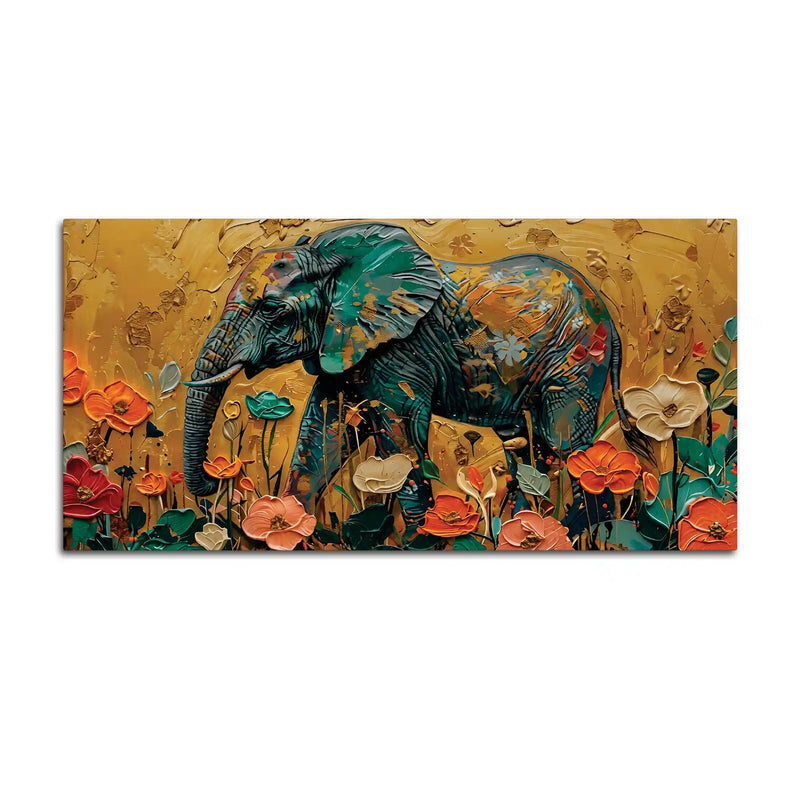 Nature Inspired Abstract Floral Elephant Canvas Wall Painting