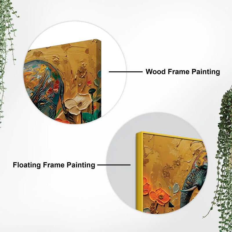 Nature Inspired Abstract Floral Elephant Canvas Wall Painting