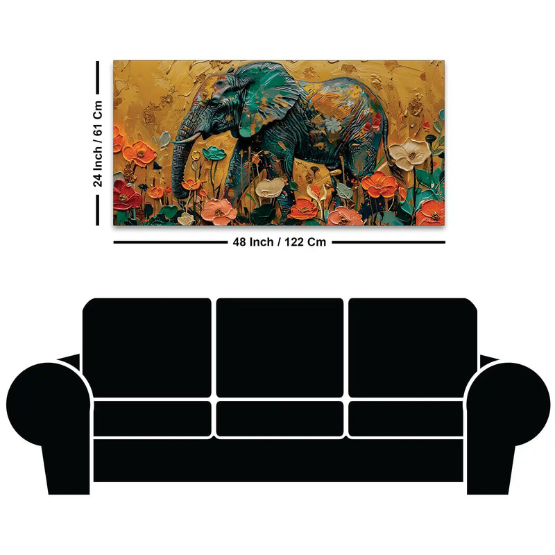 Nature Inspired Abstract Floral Elephant Canvas Wall Painting