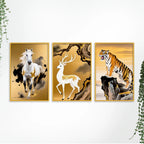 Nature Inspired Animal Canvas Wall Art Painting Set of Three