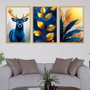 Nature Inspired Canvas Wall Art Painting Set of Three for Living Room
