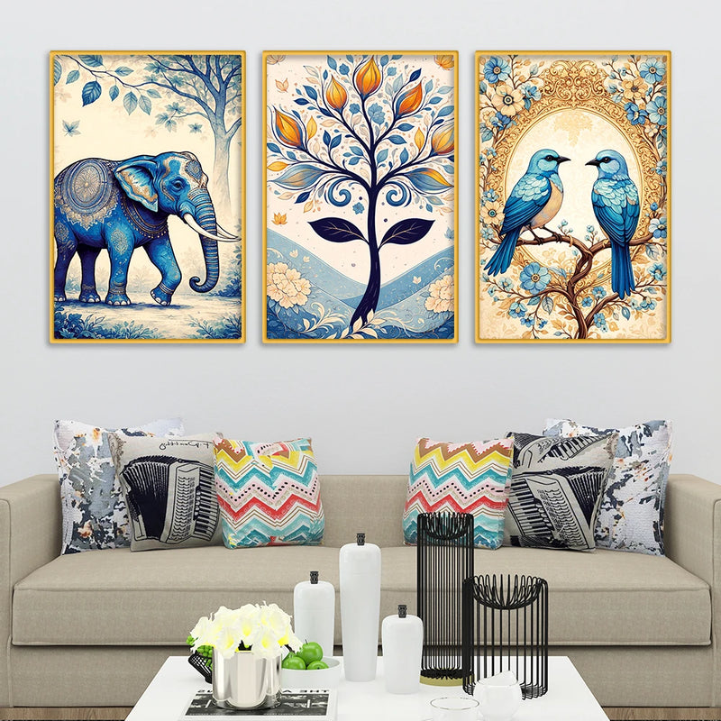 Nature Inspired Canvas Wall Painting Set of Three