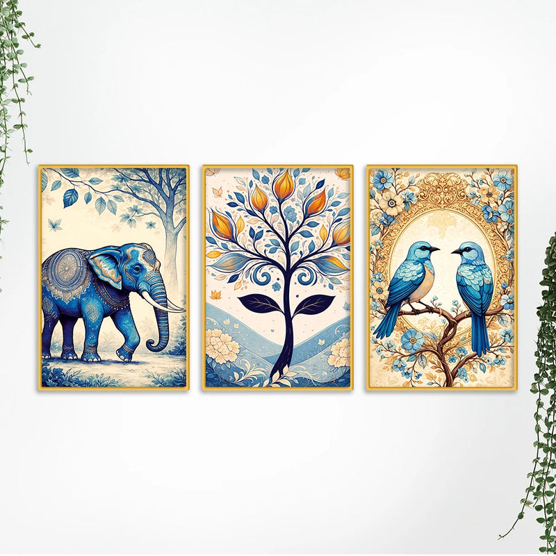Nature Inspired Canvas Wall Painting Set of Three