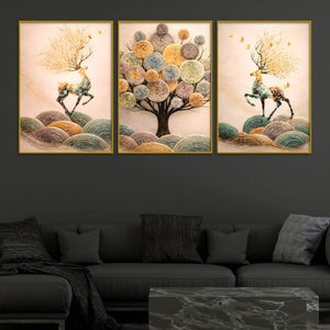 nature-inspired-deer-on-hills-giant-tree-floating-frame-crystal-wall-painting-set-of-3