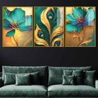 Nature Inspired Floral Acrylic Wall Painting Set of 3