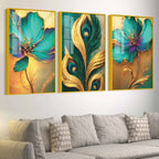 Nature Inspired Floral Acrylic Wall Painting Set of 3