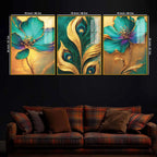 Nature Inspired Floral Acrylic Wall Painting Set of 3