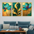 Nature Inspired Floral Canvas Wall Painting Set of Three