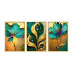 Nature Inspired Floral Canvas Wall Painting Set of Three