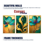 Nature Inspired Floral Canvas Wall Painting Set of Three