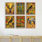 Nature Inspired Floral Pattern Wall Frame Set of Six