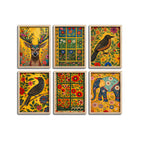 Nature Inspired Floral Pattern Wall Frame Set of Six