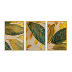 Nature Inspired Leaf Canvas Wall Painting Set of Three