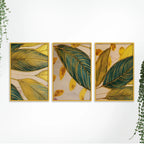 Nature Inspired Leaf Canvas Wall Painting Set of Three