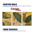 Nature Inspired Leaf Canvas Wall Painting Set of Three