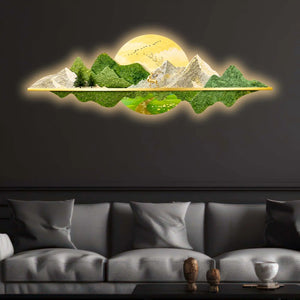 Nature Inspired Mountain Landscape Crystal Glass Backlit LED Wall Art