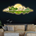 Nature Inspired Mountain Landscape Crystal Glass Backlit LED Wall Art
