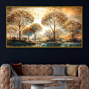 Nature Inspired Trees Glow Crystal Glass Wall Painting