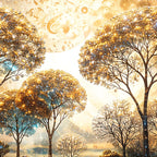 Nature Inspired Trees Glow Crystal Glass Wall Painting