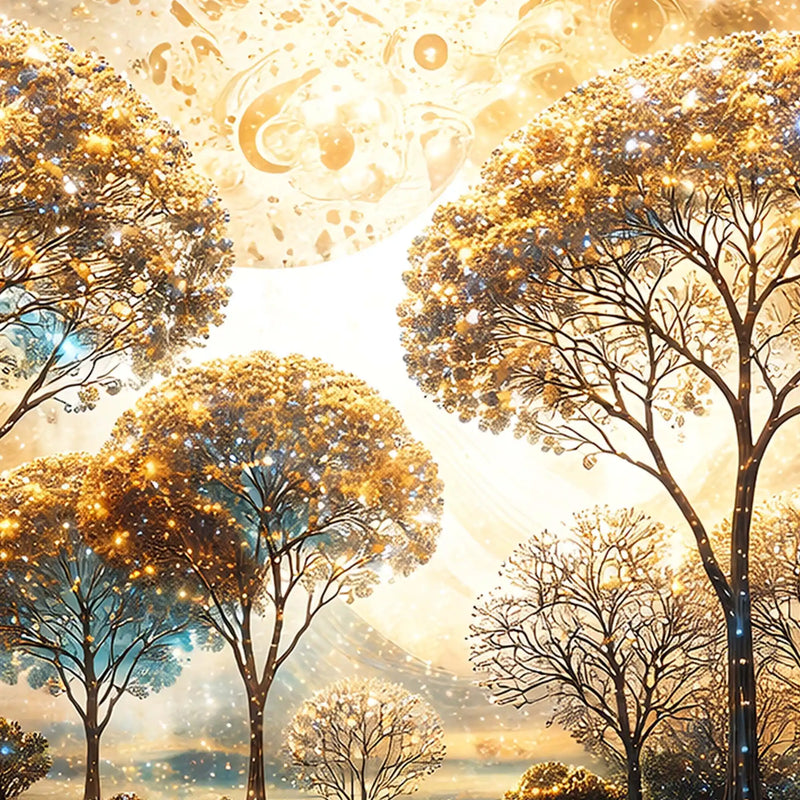 Nature Inspired Trees Glow Crystal Glass Wall Painting