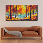 Nature Wall Painting of Colorful Autumn Season Forest