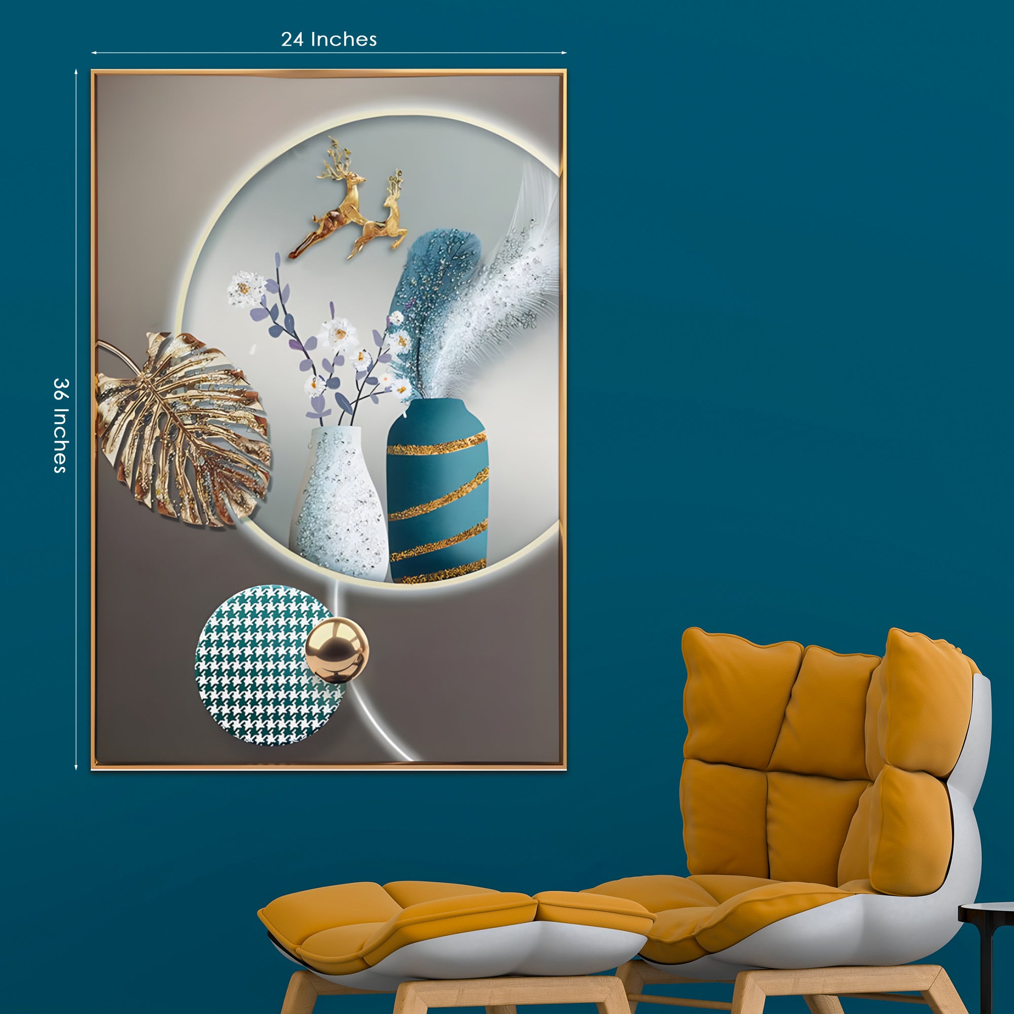 Nature's Beauty Framed Crystal Glass Painting