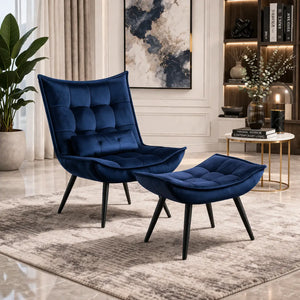 navy-blue-plush-velvet-accent-chair-with-footrest-cushion