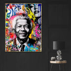Nelson Mandela Street Art Portrait Cotton Canvas Wall Painting