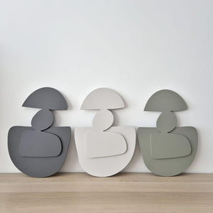 Neutral Toned Abstract Figures Soft Hue 3D Wall Art Home Decor